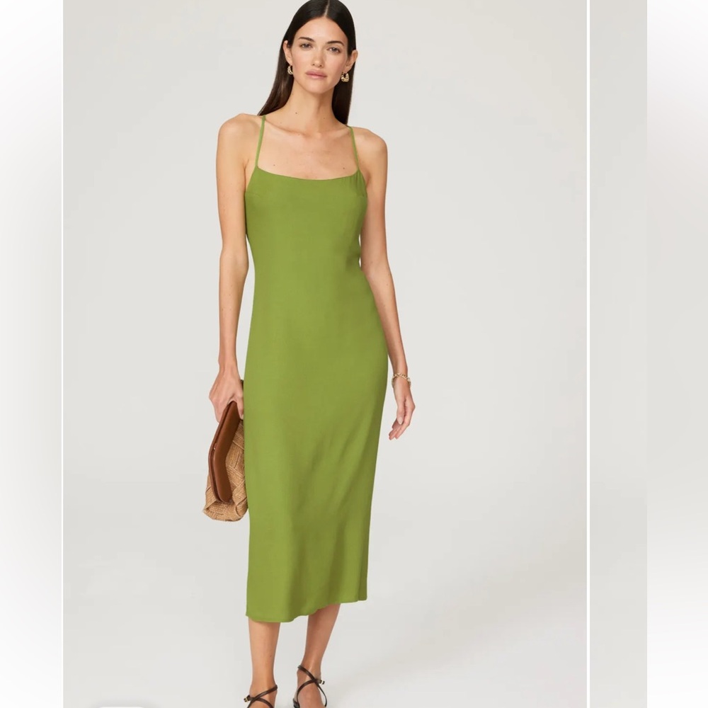Reformation Olive Green Midi Slip Dress